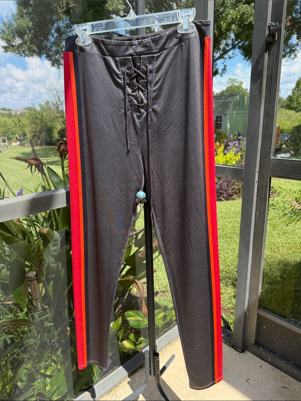 NFL Black Game Day Pants with Red & Orange Side Stripes